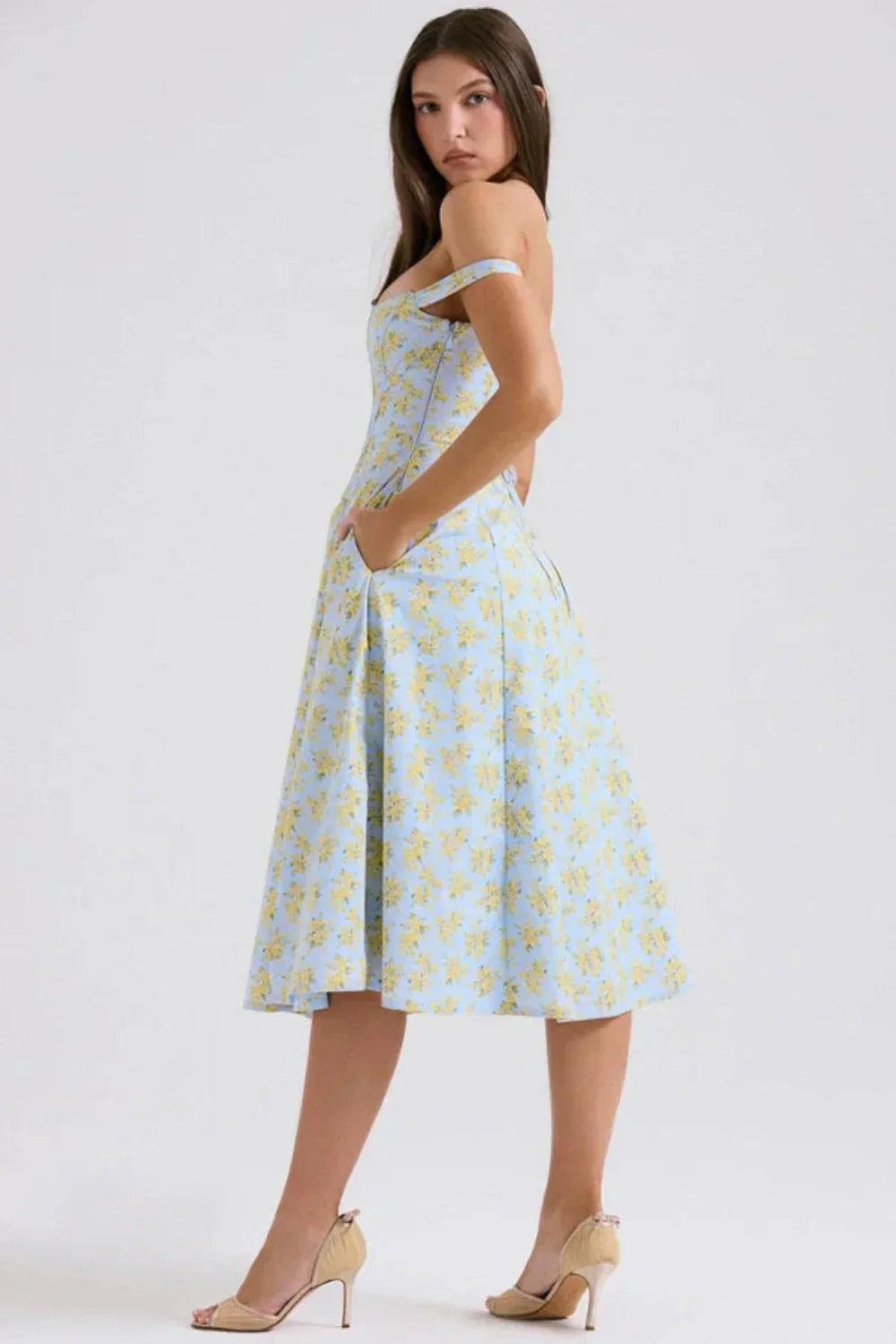 IMOGEN | OFF SHOULDER MIDI DRESS