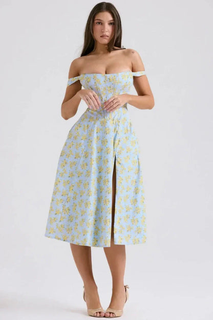 IMOGEN | OFF SHOULDER MIDI DRESS