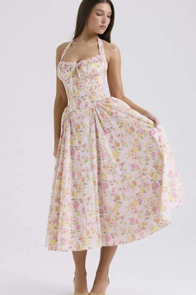 QUINN | HALTER MIDI DRESS