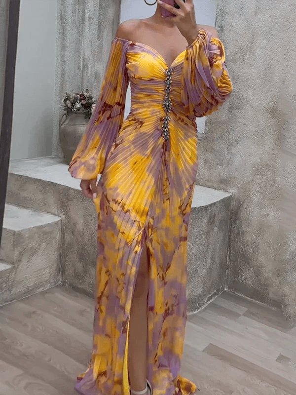 SAFFRON | OFF SHOULDER MAXI DRESS