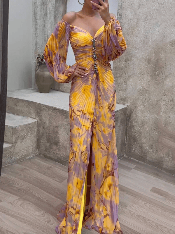 SAFFRON | OFF SHOULDER MAXI DRESS - Yellow